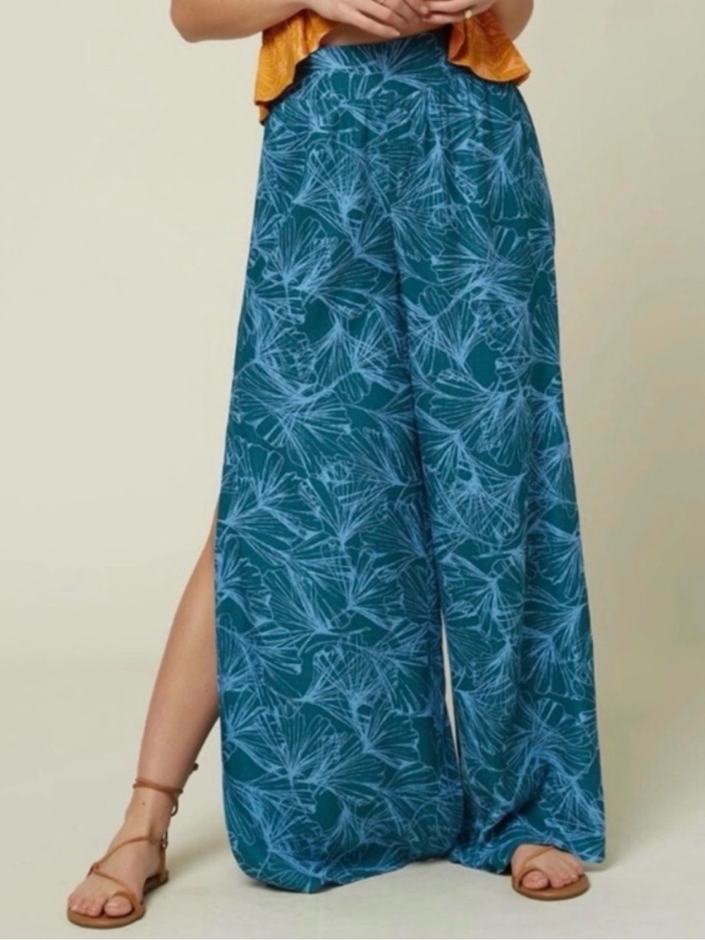O'Neill Teal Botanical Wide-Leg Pants